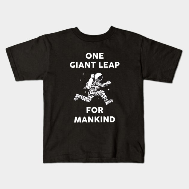 One Giant Leap Astronaut Kids T-Shirt by spacefunkdesigns